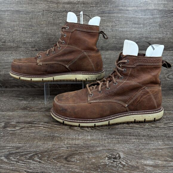 Keen San Jose Boots Men\'s 11D Brown Leather Lace Up Utility Aluminum Toe 6\